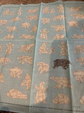 Vintage Keico Horiuchi Scarf Handkerchief - polar bear print